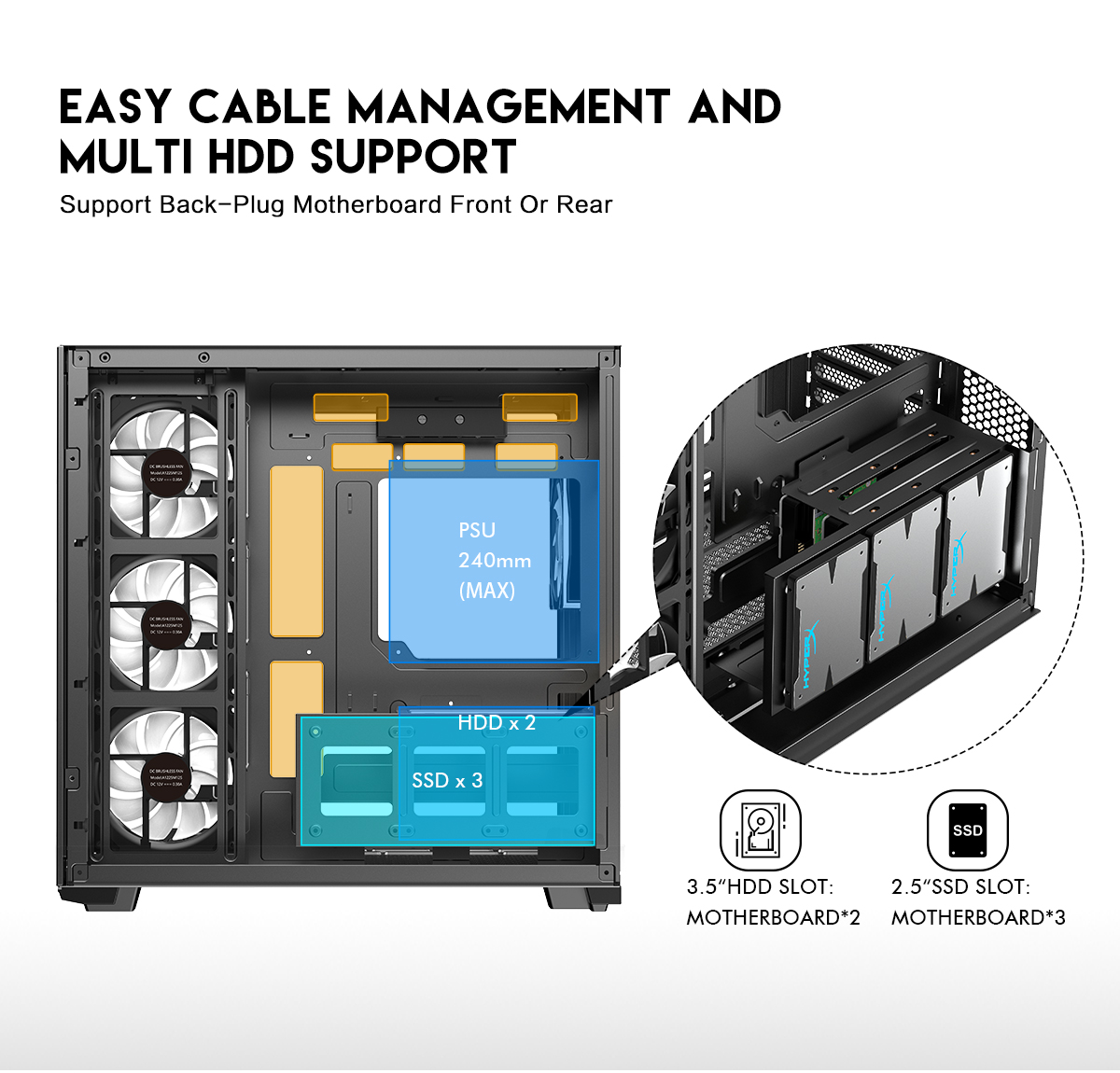 DIYPC ARGB-N3-PRO Black Tempered Glass ATX Gaming Computer Case