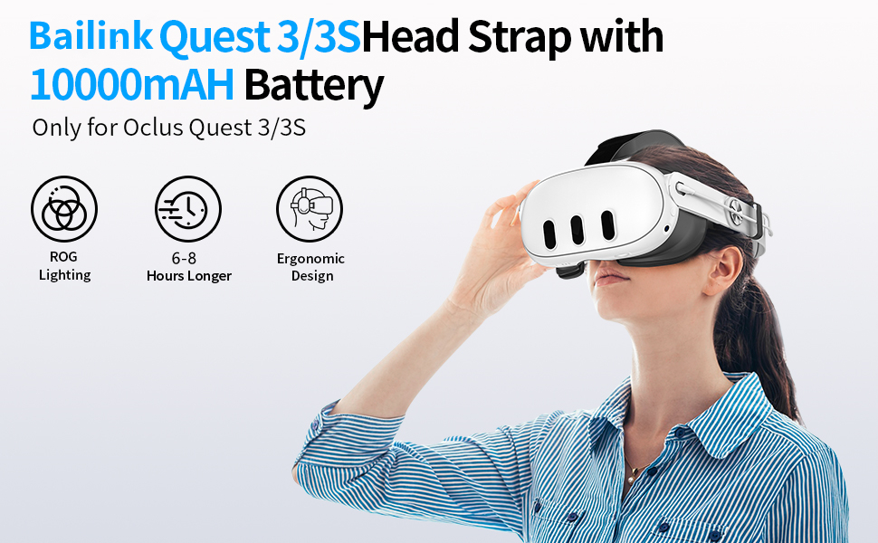 RGB Head Strap with Battery for Meta/Oculus Quest 3/Quest 3S