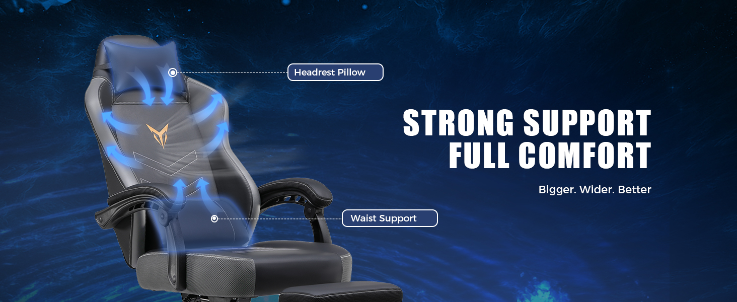 Gaming Chair with Foot Rest, PC Computer Game Chair for Adults, Ergonomic High Back Home Office Desk