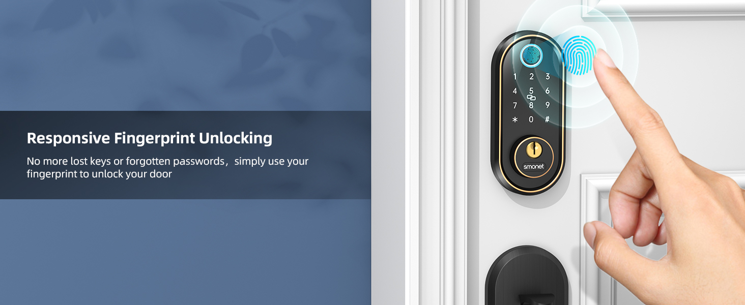 Smart Lock, SMONET Fingerprint Smart Door Lock, 5-in-1 Keyless