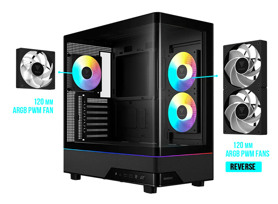Gamdias ATLAS M5 CG Black ATX Mid Tower Computer Case
