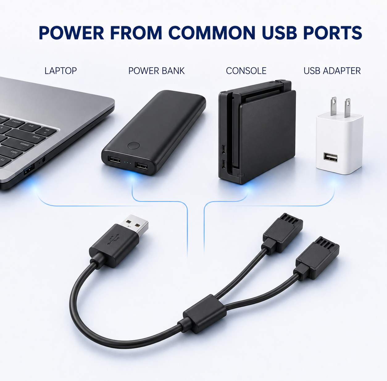 USB-A Joy-Con charger, laptop controller charging, power bank charging cable