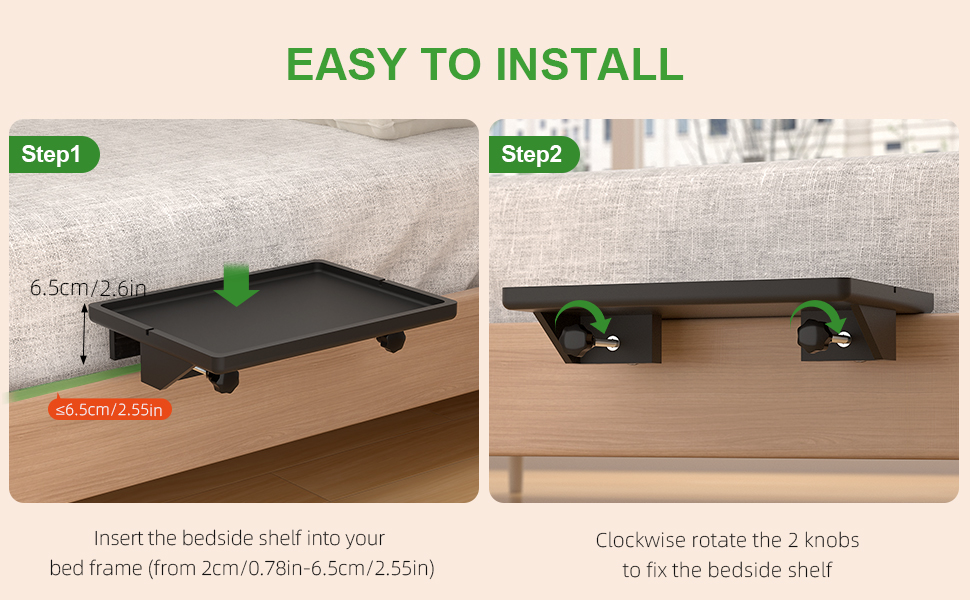 Bedside Shelf, Bamboo Bedside Table for Bunk Bed, College Dorm Room Essentials
