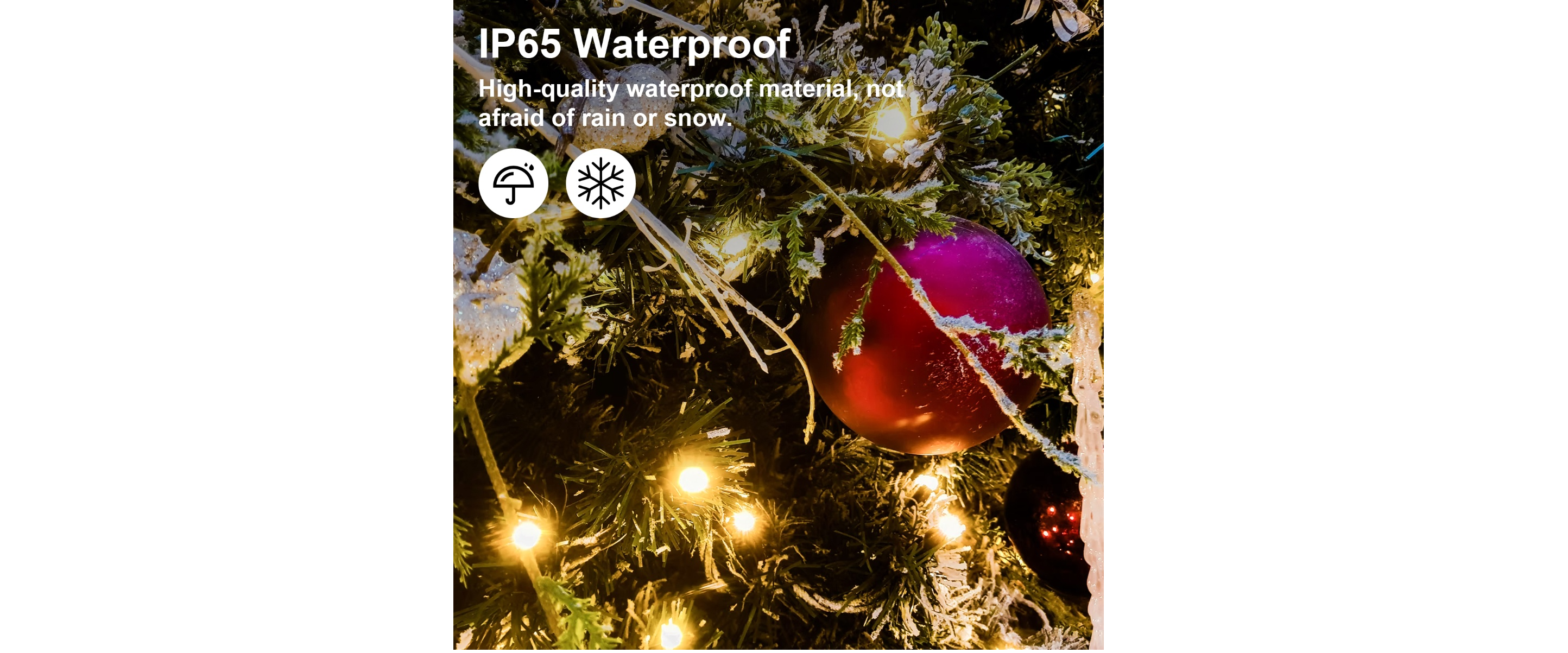 IP65 waterproof, Christmas tree ornaments, snow, outdoor string lights, rainproof
