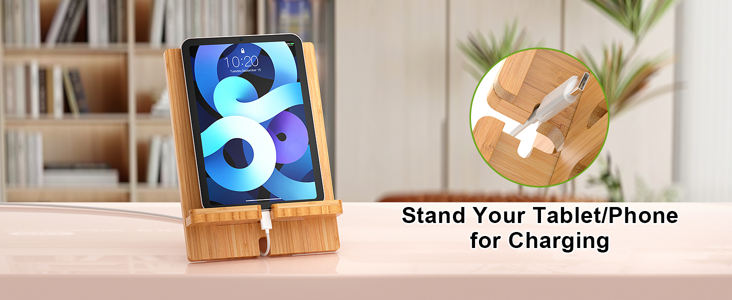 Adjustable Bamboo Phone & Tablet Stand