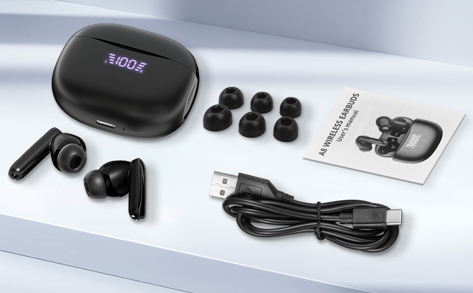 True Wireless Earbuds, ENC Noise Cancellation, LED Display, 13mm Dynamic Driver, 400mAh Charging Cas