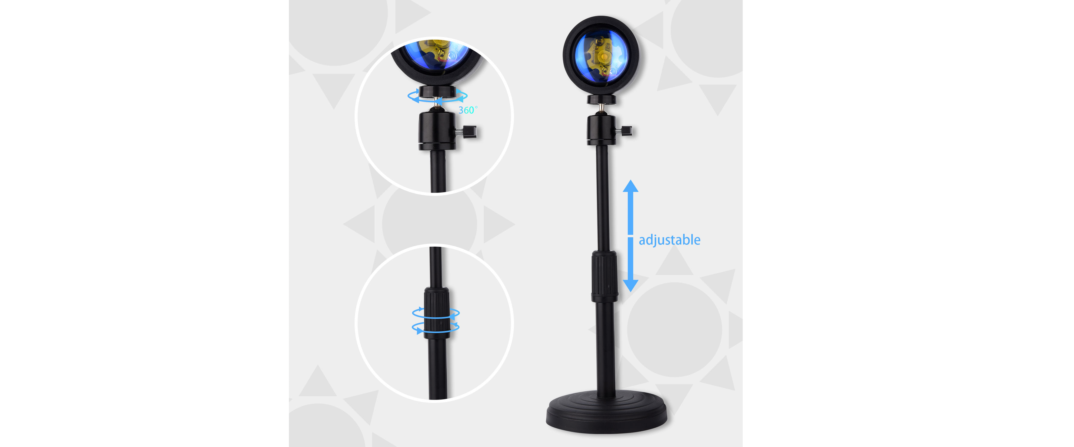 Adjustable sunset lamp stand