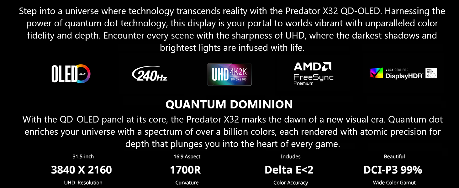 Acer Predator X32 Gaming Computer Monitor