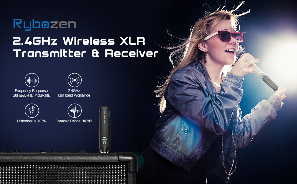 Microphone Wireless System 2.4GHz Wireless Mic Adapter,Rechargeable Wireless  XLR