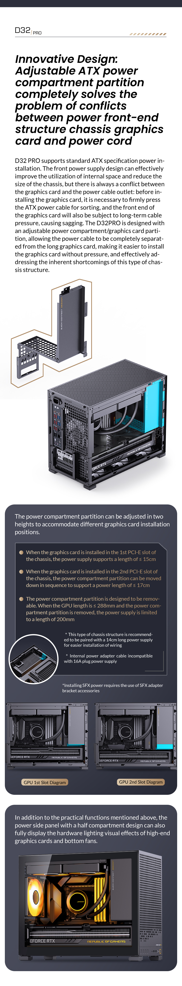 thumbnail image 2 of JONSBO D32 PRO Micro-ATX PC Case - Supports BTF Motherboards, 365mm GPU, 240mm AIO 2 of 11