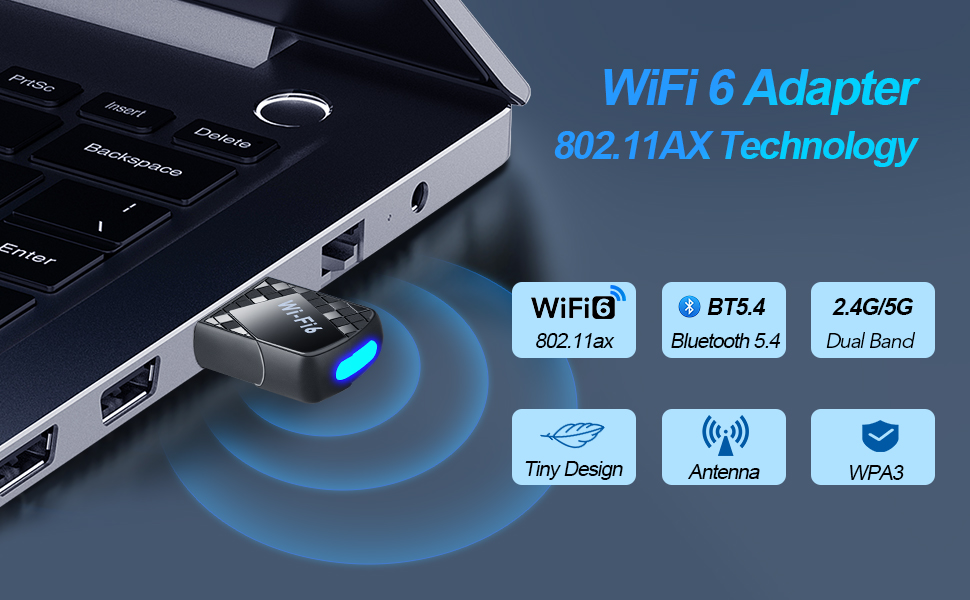 Dual band USB WiFi adapter  By connecting dual band USB WiFi adapter to any USB ports of your laptop