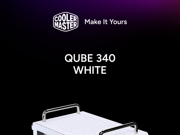 Cooler Master QUBE 340 Micro-ATX Compact -Tower PC Case - White