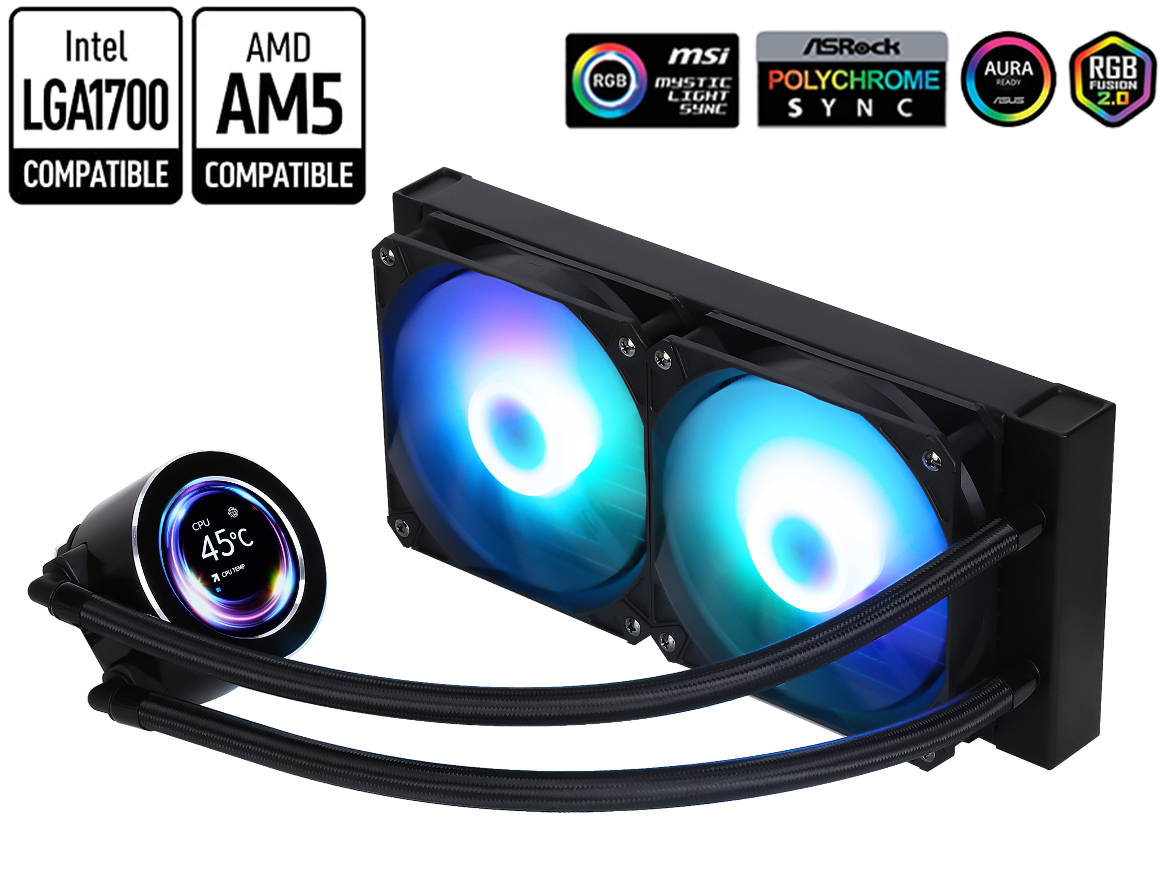 SAMA 240mm ARGB CPU Liquid Cooler With LCD Screen Temperature Display