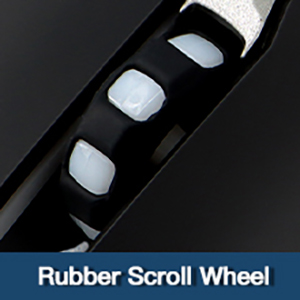 Different texture. Rubber scroll wheel is smoother and comfier in use.