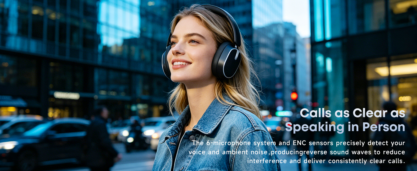 Hybrid Active Noise Cancelling Bluetooth Headphones, Wireless Bluetooth 6.0 Headphones Over Ear, 120