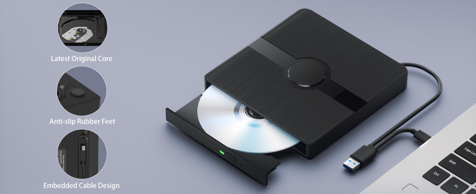 External Blu Ray Drive, BD Player with Read/Write Capability Portable Blu-ray Player with USB 3.0 an