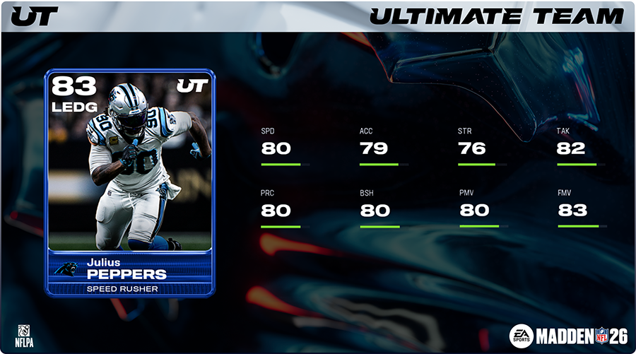 Madden NFL 26 Ultimate Team mode screenshot showing dream roster with NFL Legends and current stars plus MUT Events