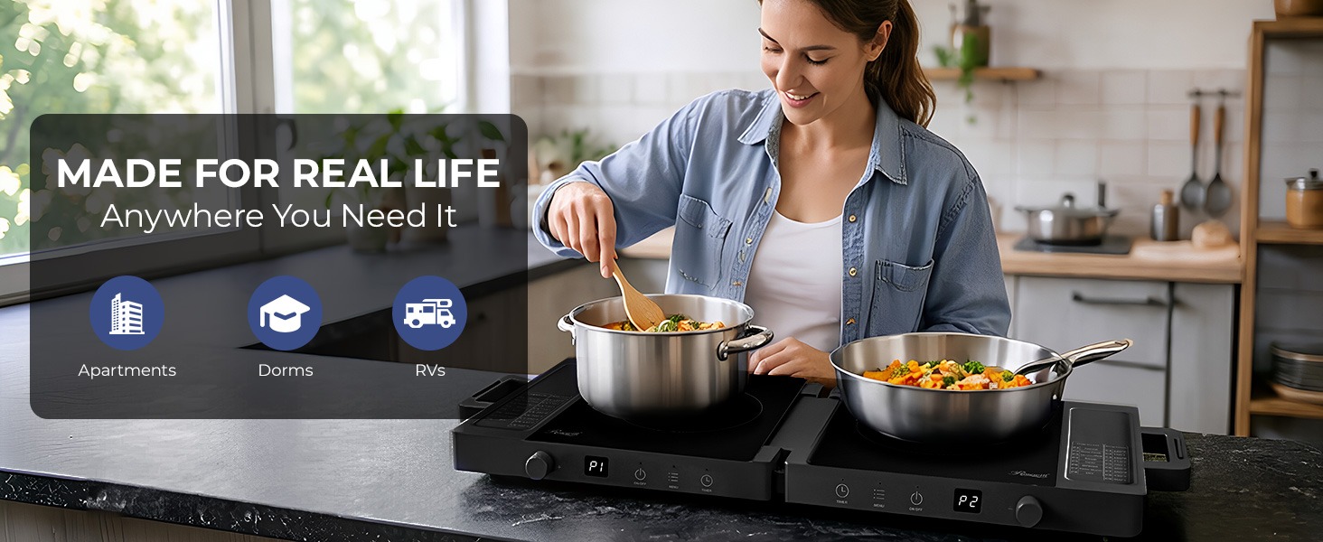 Rosewill RHAI-25002BK Foldable Dual Induction Cooktop Burner