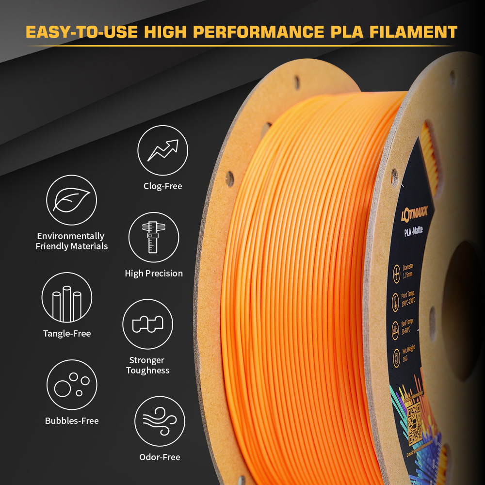 LOTMAXX PLA Matte 3D Printer Filament Bundle 1.75mm 10 rolls 1kg/spool 10  Pack Total 10kg (22lbs) Fit Most FDM Printers 