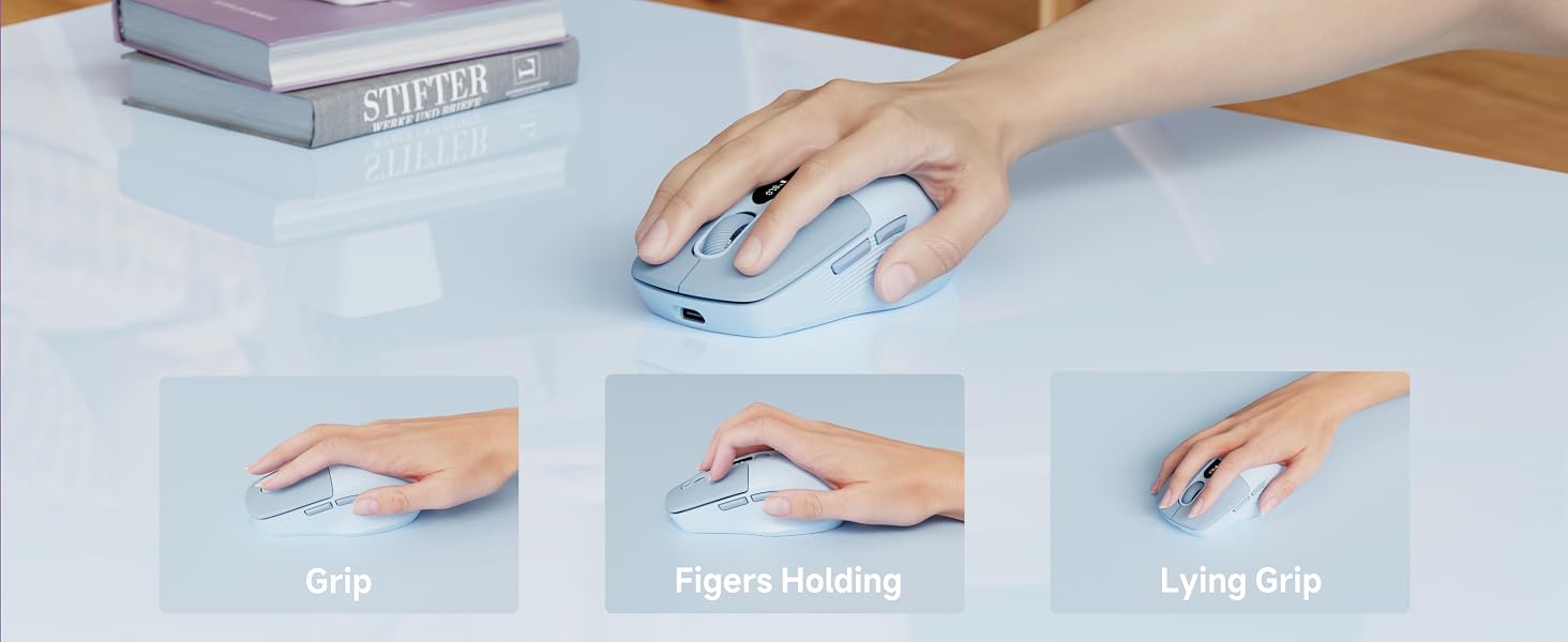 Dual-Mode Wireless Bluetooth Mouse with LED Display for Laptop - Bluetooth 5.0, 2.4GHz, 400mAh Type-