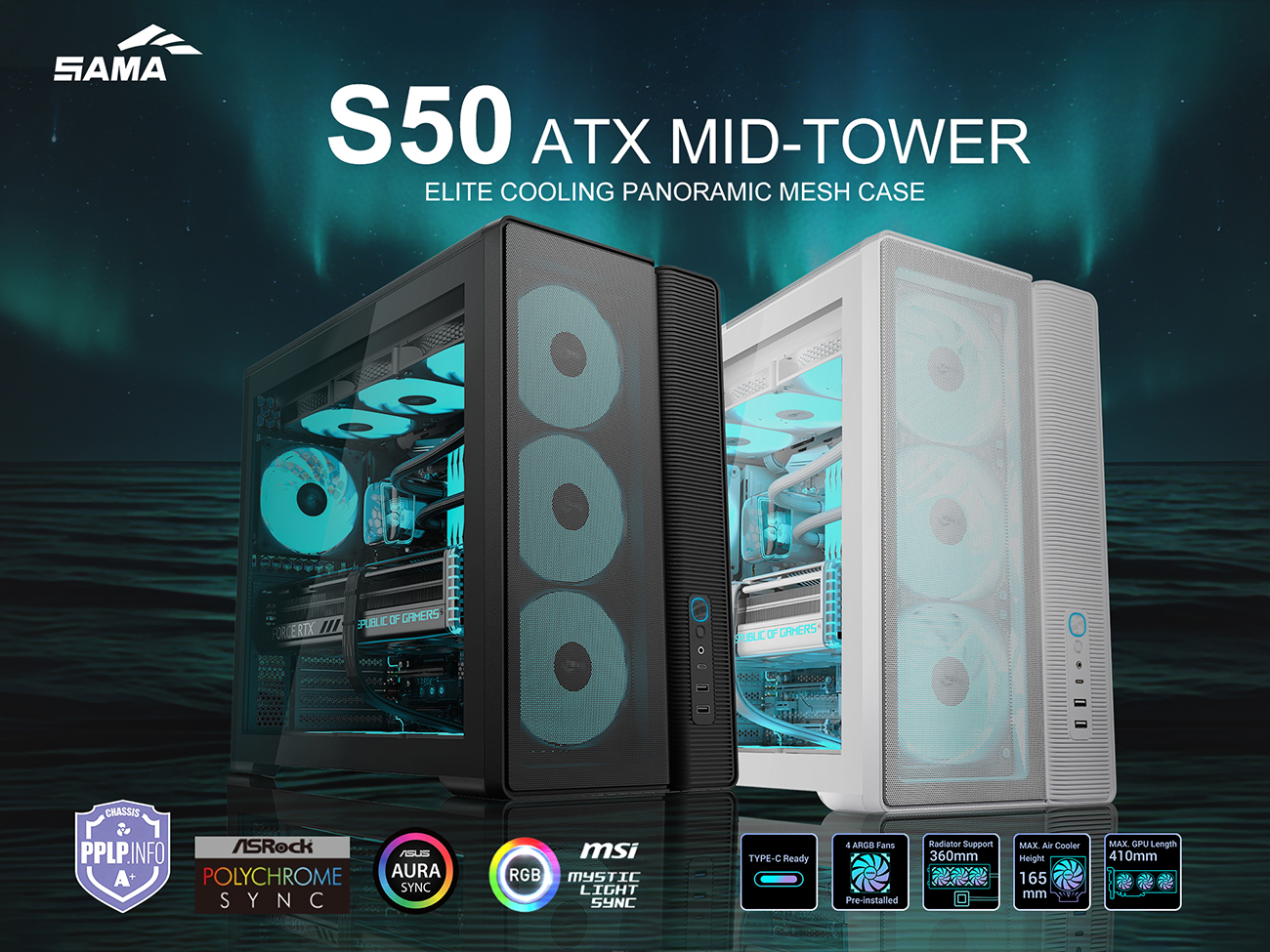 SAMA S50 ATX Mid Tower Case - Black
