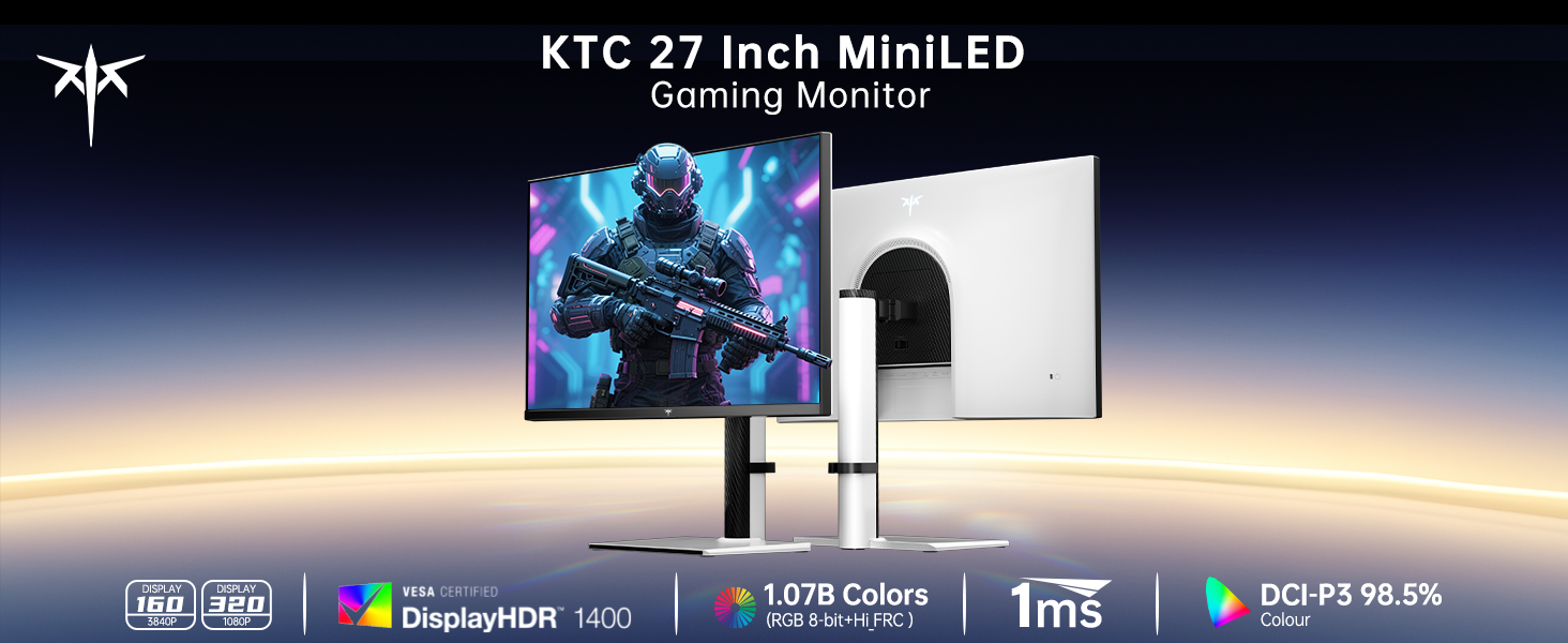 KTC 27 Inch 4K MiniLED Gaming Monitor Dual Mode