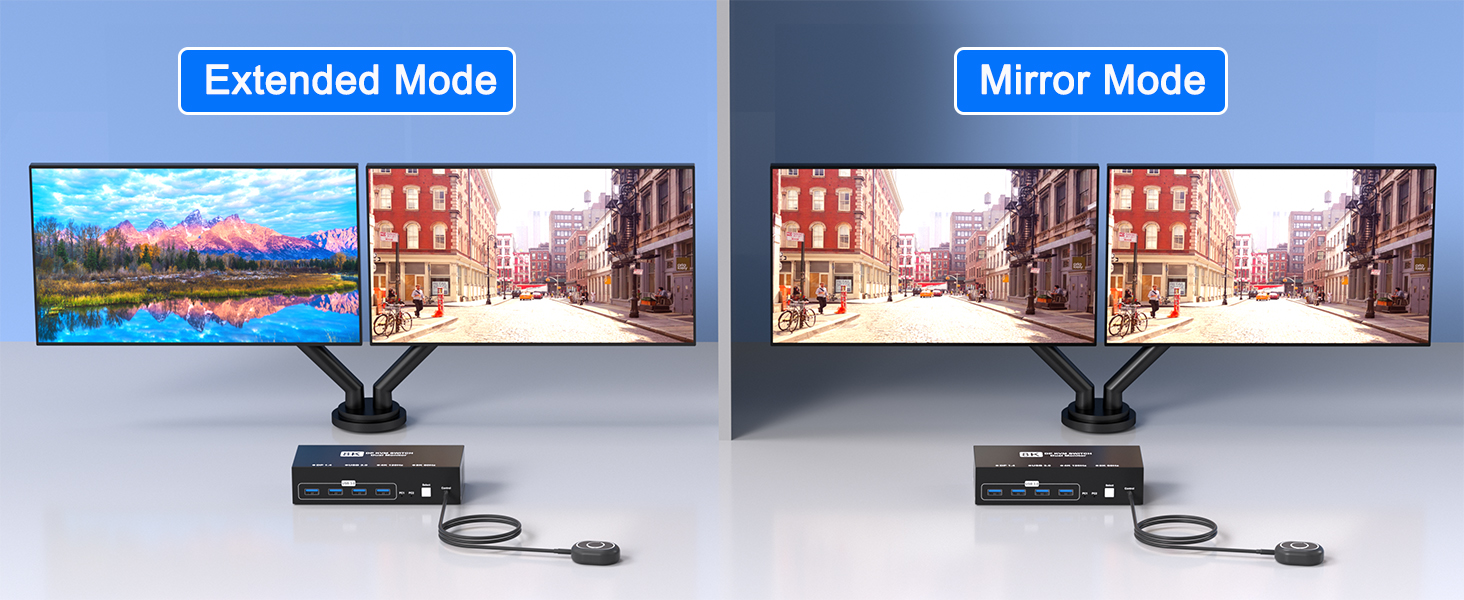 HDMI DisplayPort KVM Switch 2 Monitors 2 Computers, 4K@60Hz HDMI + Displayport Dual Monitor KVM Swit