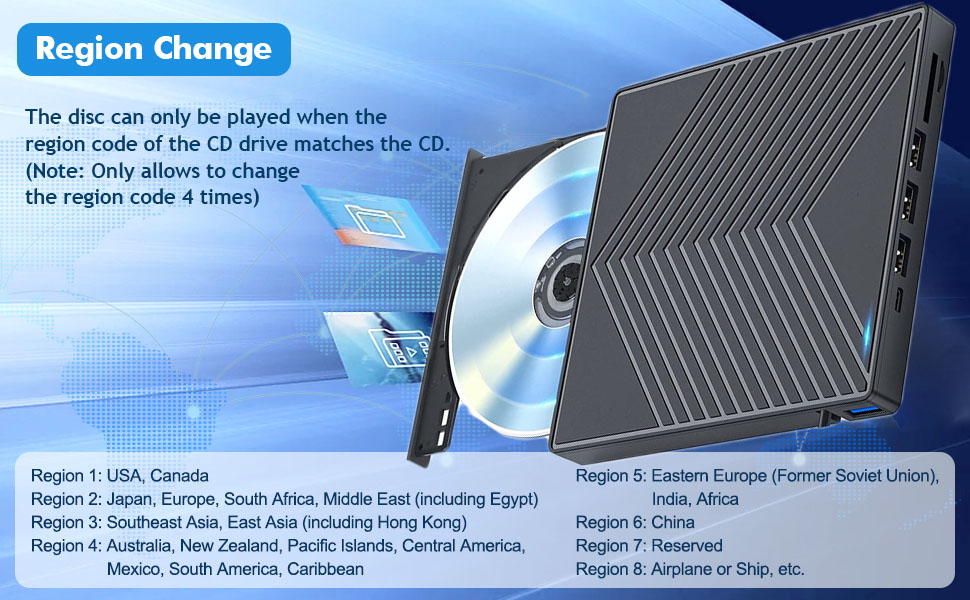 8-In-1 External DVD Driver USB