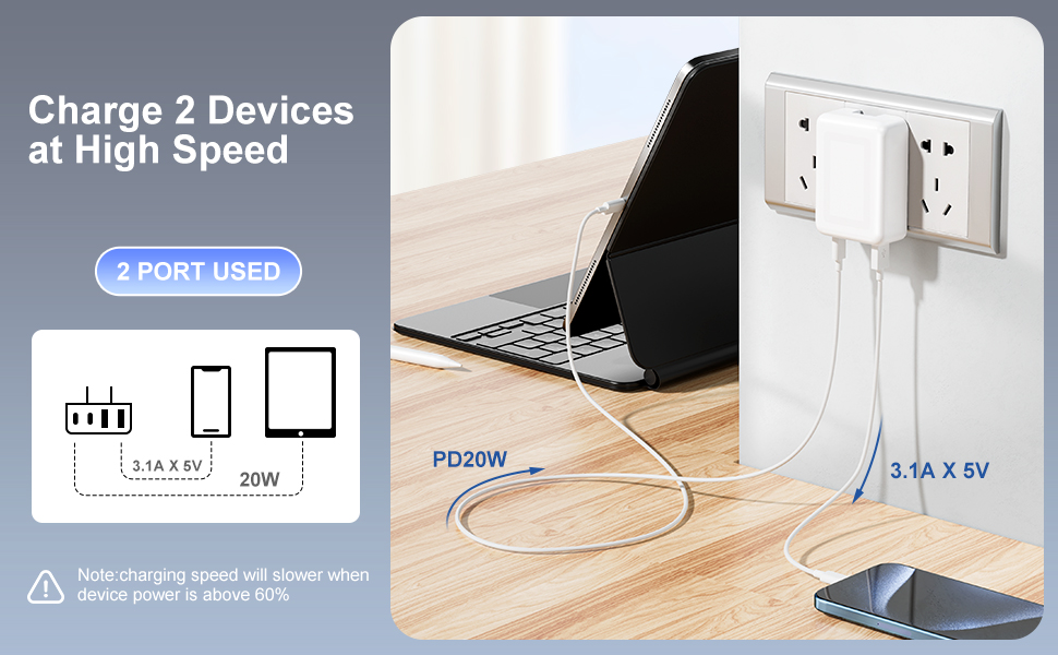 Portable Ultra-Slim Flat Wall Charger with Foldable Plug