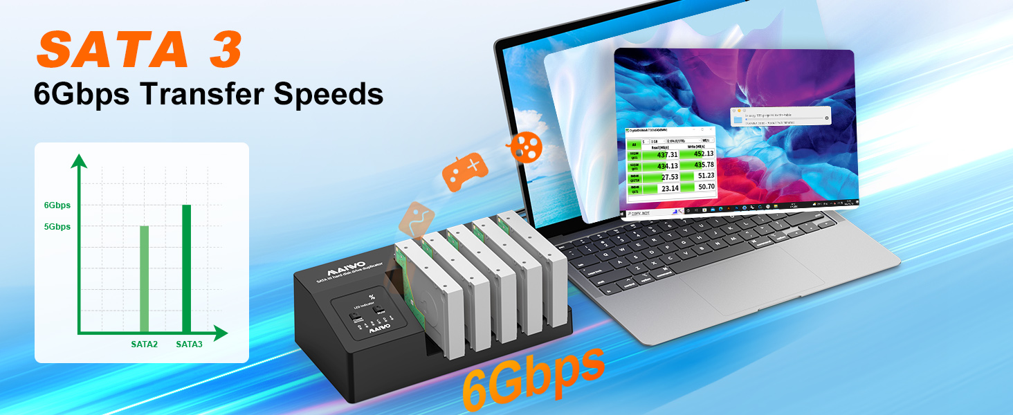 2.5/3.5in HDD/SSD SATA 5 Bay Hard Drive Docking Station
