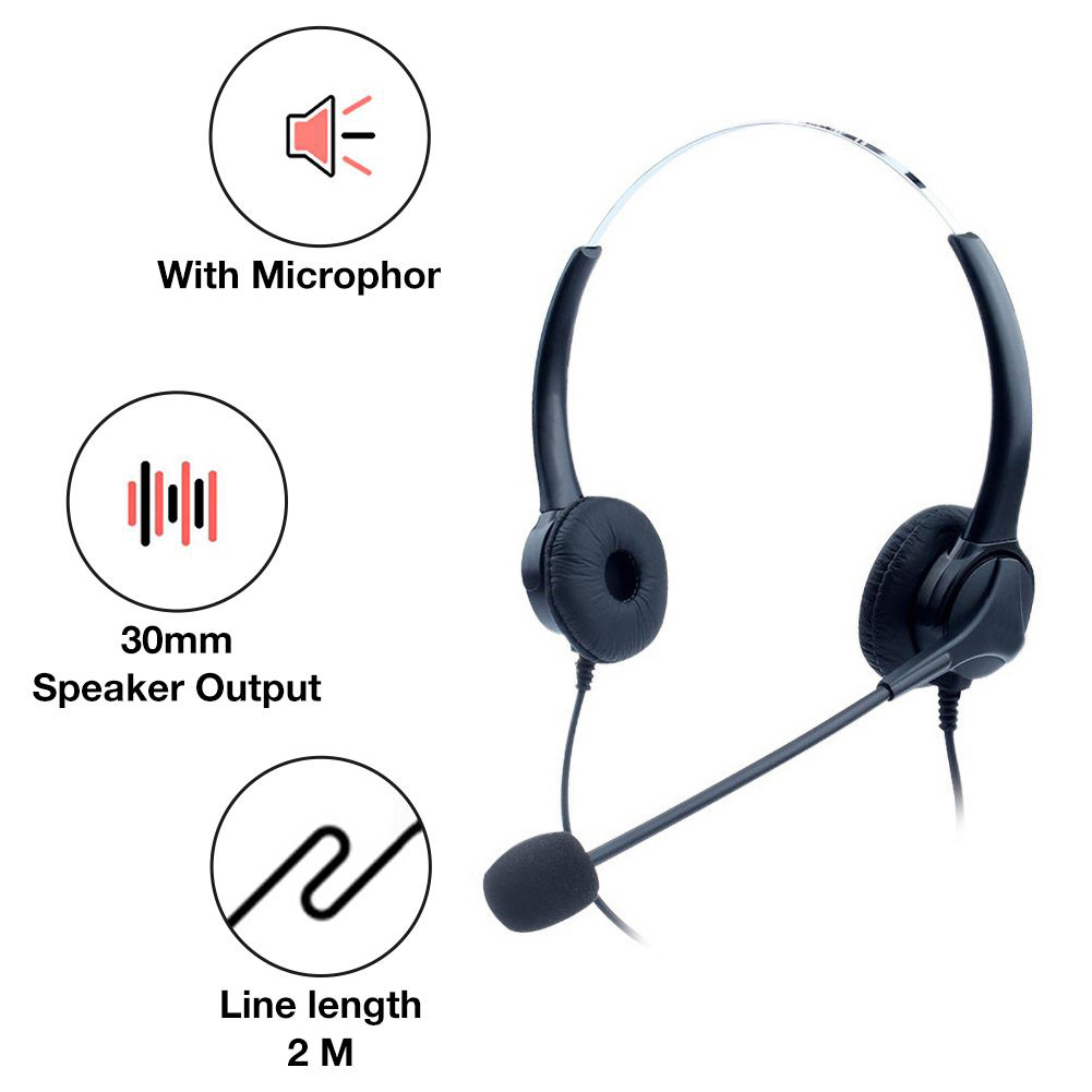 Lightweight USB Stereo Corded Binaural PC Headset with Noise Cancelling