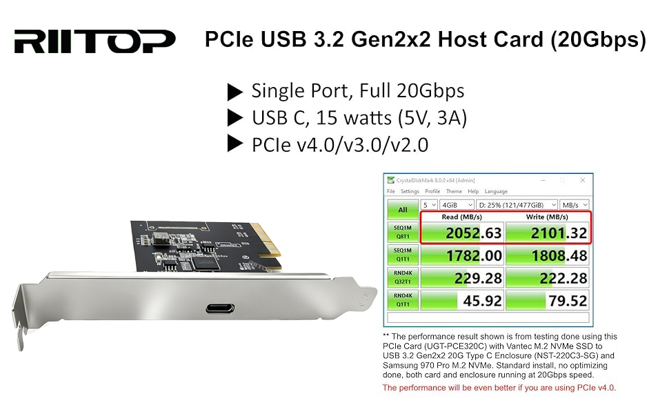 PCIE USB C 3.2 20Gbps adapter card