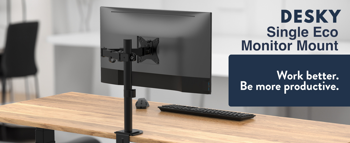 eco single monitor arm, spring-assisted desk mount, budget VESA screen mount, affordable ergonomic