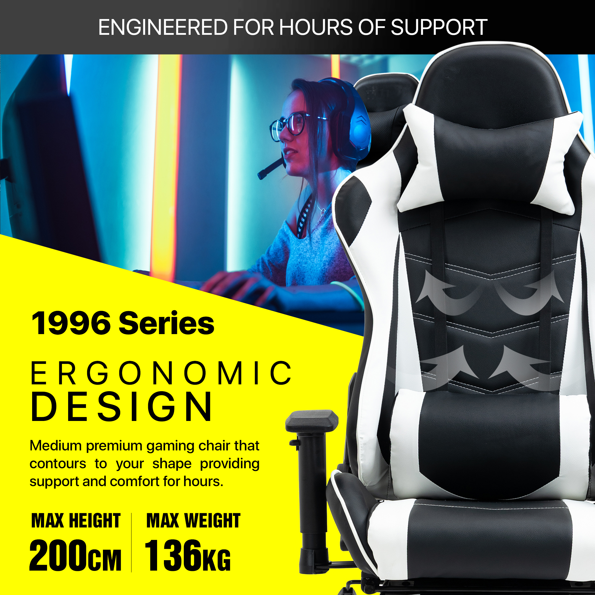 The thick padded bucket seat is designed to hug your back that provides great support and a natural