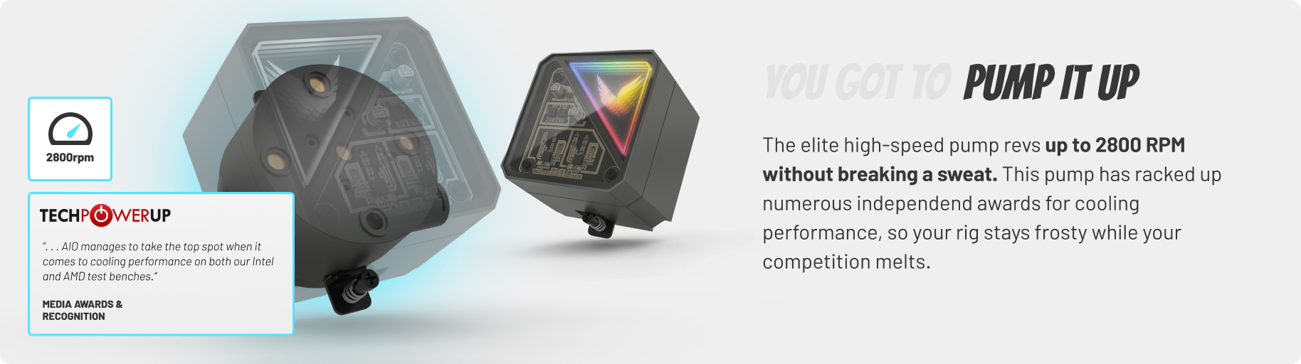 High performance, high RPM pump with 2800RPM speed.