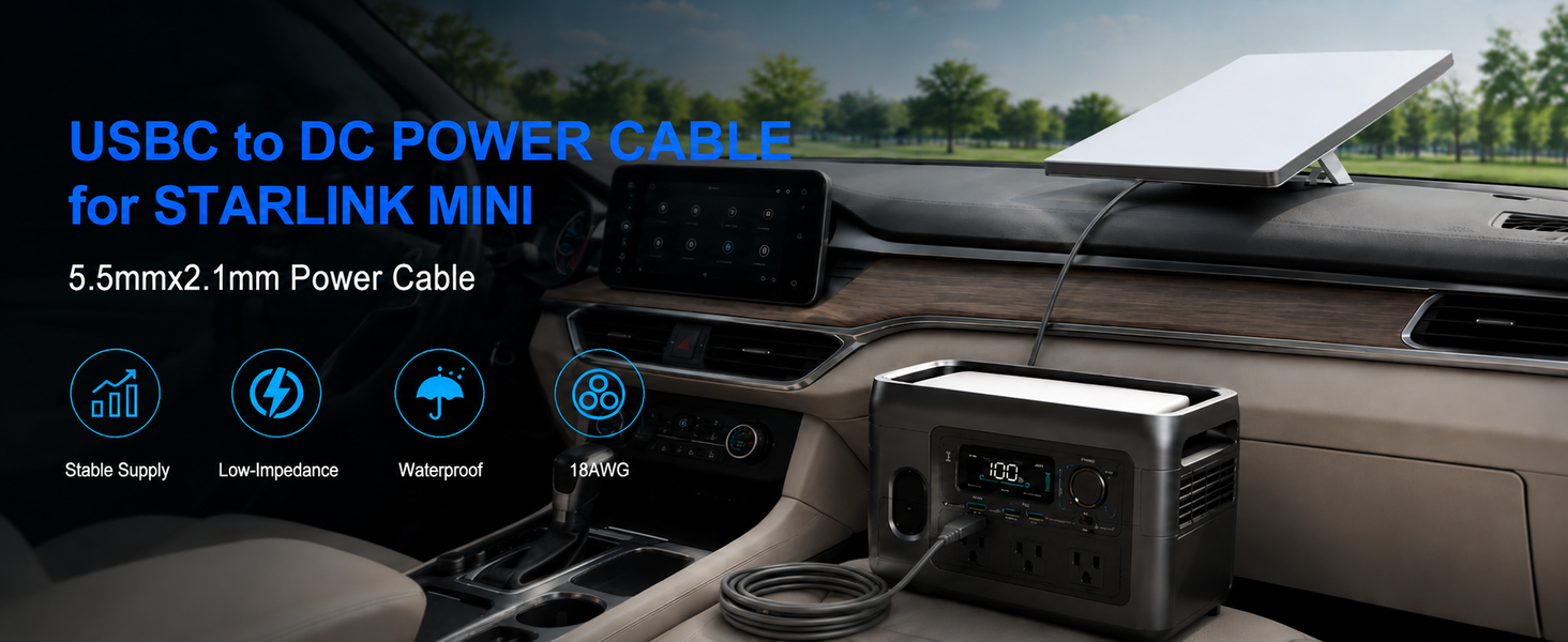 Starlink Mini USB C Cable, USB C to DC Power Cable 100W Starlink Mini Cable 18AWG USB Type C to DC P