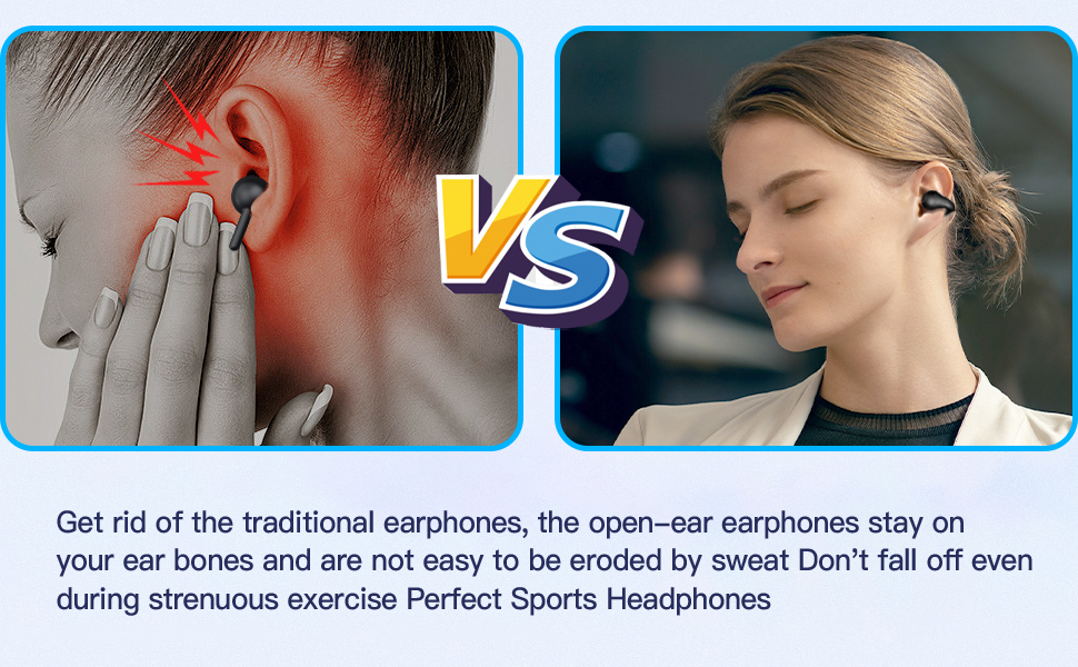 Open Ear Headphones, Clip On Wireless Earbuds Bluetooth 5.3, Sports Earphones with ENC Mic, 36 Hours