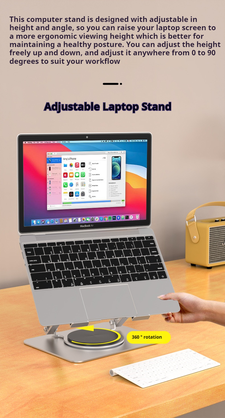 The Bailink laptop stand is perfect for the cluttered kitchen counter, table or small desk with its