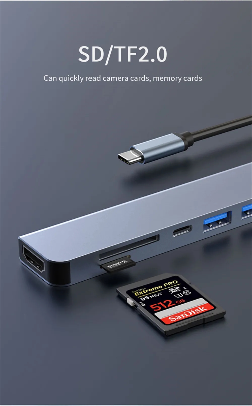 Jansicotek USB C Hub 7 in 1 Multiport Adapter