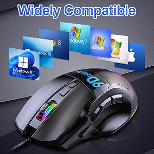  NYIEFADA Wired Gaming Mouse with Side Buttons, Programmable  Ergonomic Thumb Rest- 10000 DPI High-Precision Sensor, 10 Buttons/Shortcut  Flashing RGB Computer Mouse for PC Laptop Gaming : Video Games