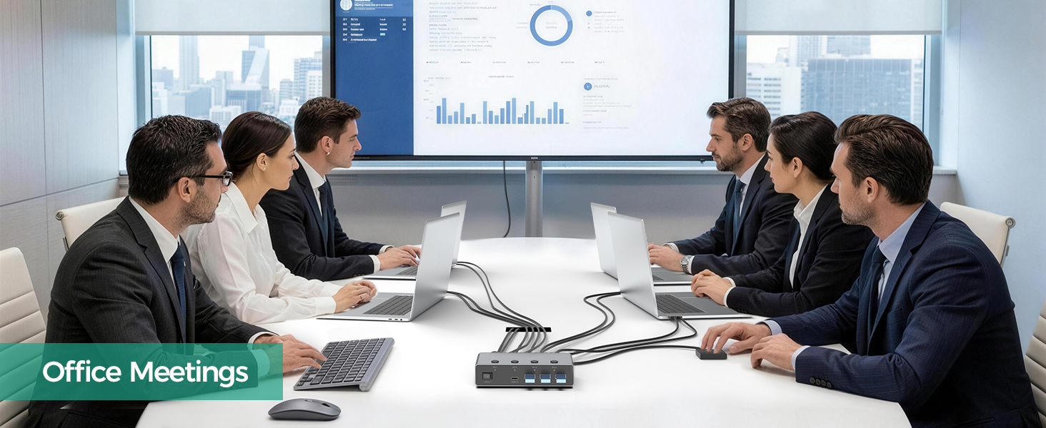 8K@60Hz HDMI KVM Switch 4 Computers 1 Monitor - 4 Ports USB 3.0 (3 USB A+1C) Aluminum KVM Switches