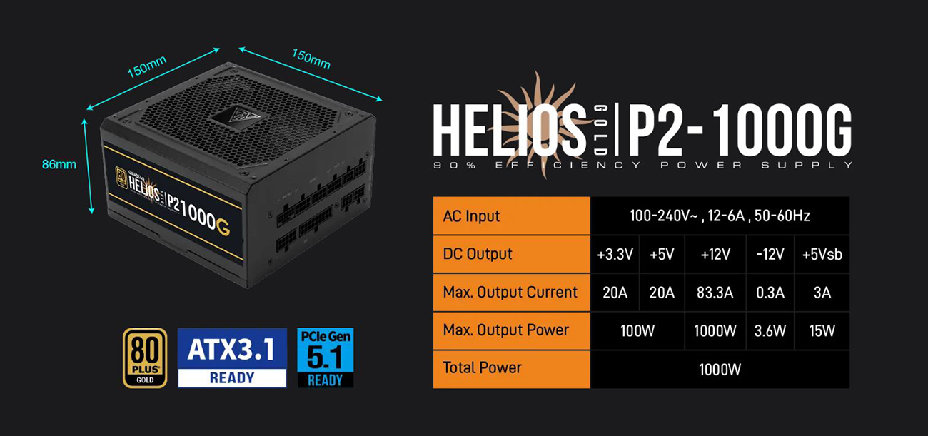 Gamdias HELIOS P2-1000G Power Supply