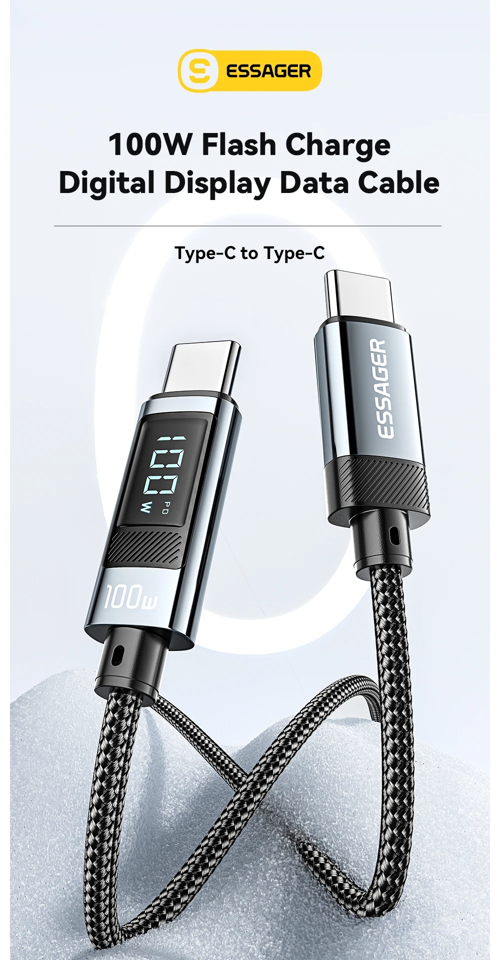 USB C Cable with LED Display