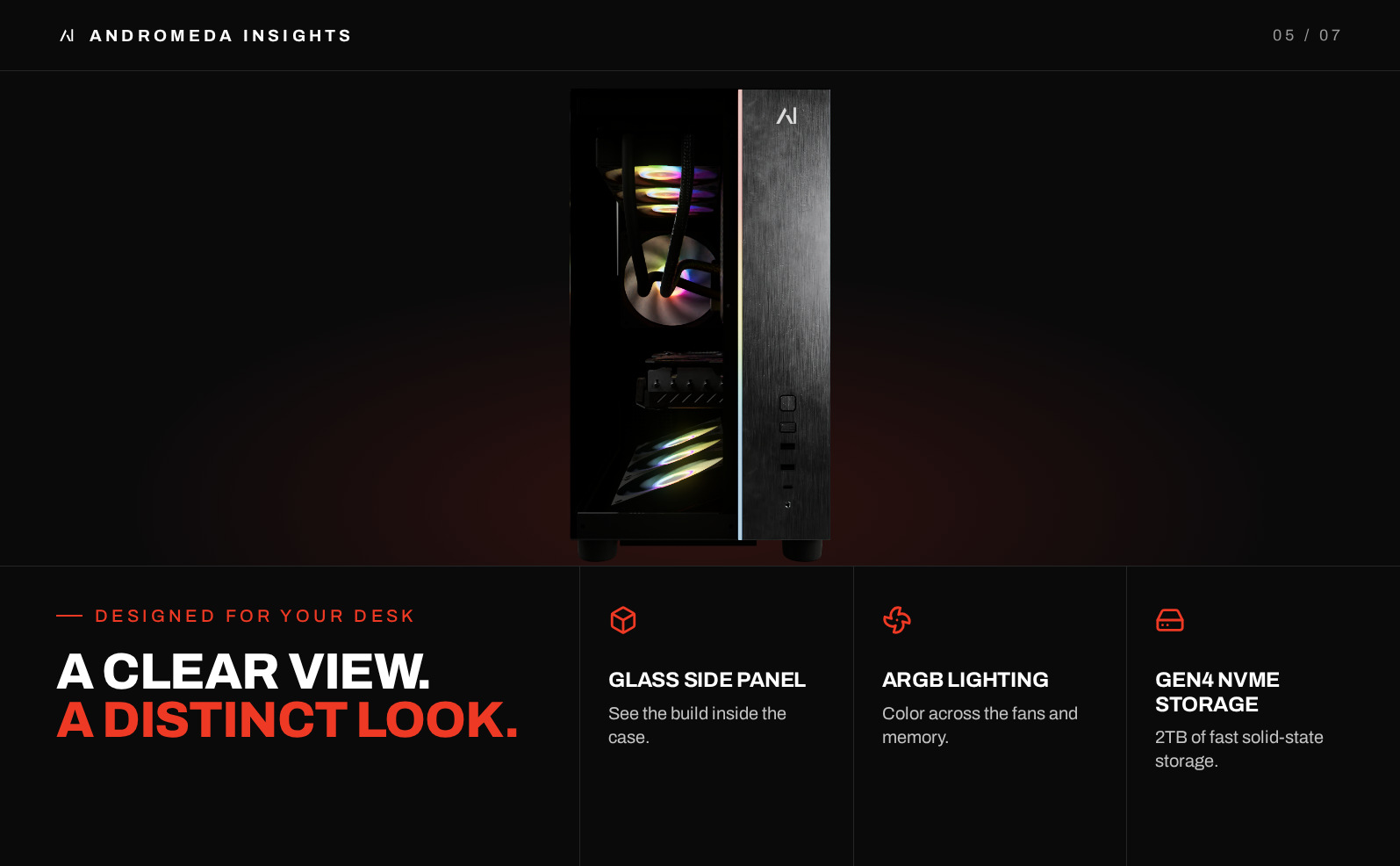 Galaxy V3 case with glass side panel, ARGB lighting and argb case fans