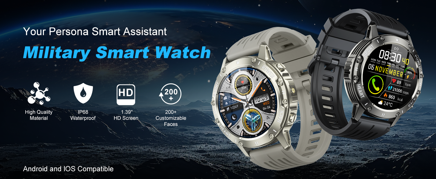 Smart Watch for Men Fitness Tracker, Bluetooth Waterproof Make Answer Call Digital Mens Watches Runn