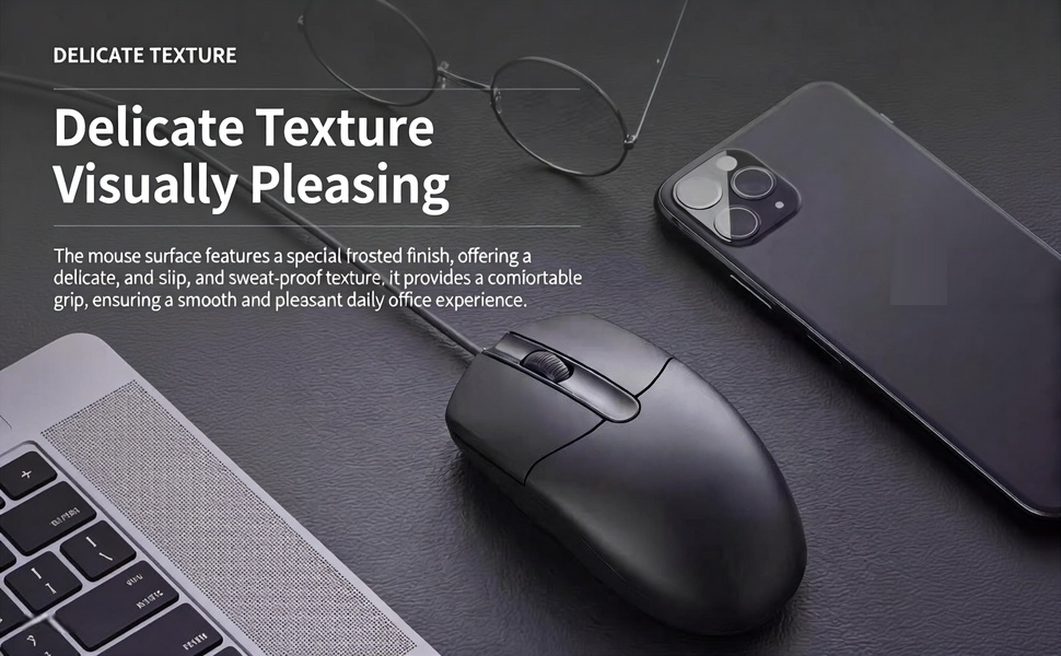 Wired Mouse, Ergonomic Computer Mouse, USB Wired Mouse for Right or Left Hand, with Durable Clicks f