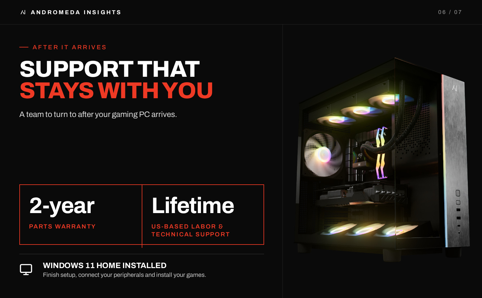 Two-year parts warranty and lifetime US-based labor and technical support