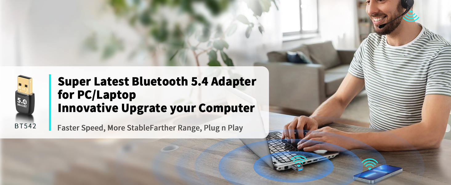 Mini Latest USB Bluetooth 5.4 Adapter for Pc/Laptop