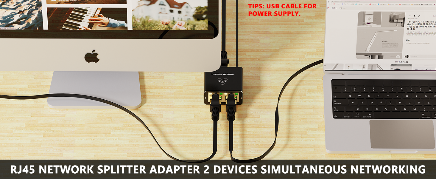 Ethernet Splitter 1 to 2 1000Mbps