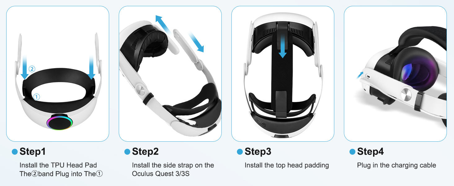 Easy to Carry & Store:  With a weight of only 17.6oz/500g, this Quest 3/3S head strap battery pack i